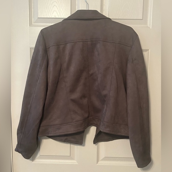 Philosophy Women Long Sleeve Suede Faux Leather Zip Up Moto Jacket Grey Size XL - Picture 3 of 3